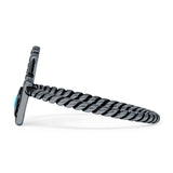 Hamsa Hand Ring 11.7mm Twisted Rope Turquoise Oxidized 925 Sterling Silver