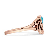 Round Blue Opal Lotus Ring