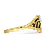 Round White Opal Lotus Ring