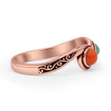 Oxidized Turquoise & Red Coral Ring