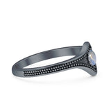 Beaded Halo Chevron Ring