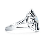 Side view of oxidized 925 sterling silver celestial band