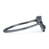 Two Sunflower Leaves Branch Oxidized Ring