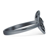 Two Sunflower Smiley O Shaped Oxidized Ring