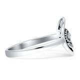Two Sunflower Smiley O Shaped Oxidized Ring