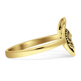 Two Sunflower Smiley O Shaped Oxidized Ring