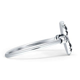 Celestial Moon Star 11mm Circle Ring Oxidized 925 Sterling Silver