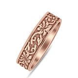 Oxidized Flower Leaf Band Swirl Ring