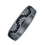 Minimalist 4.6mm Sunshine Statement Band Oxidized Ring 925 Sterling Silver