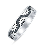 Minimalist 4.6mm Sunshine Statement Band Oxidized Ring 925 Sterling Silver