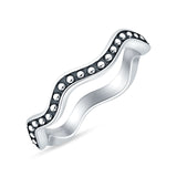 Minimalist 3.8mm Wavy Band Oxidized  925 Sterling Silver