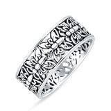 Minimalist 7mm Butterfly Filigree Ring Oxidized Band 925 Sterling Silver