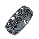 Minimalist 7.4mm Elephants Band Oxidized Ring 925 Sterling Silver