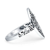 Minimalist 17.6mm Marquise Dragonfly Ring Oxidized Filigree 925 Sterling Silver