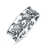 Minimalist 7mm Turtles Band Oxidized 925 Sterling Silver
