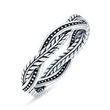 Minimalist 4.3mm Twisted Leaf Vine Band Oxidized 925 Sterling Silver