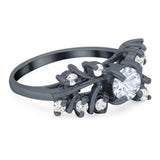 Art Deco Round Natural Stone Floral Ring