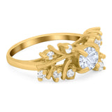 Art Deco Round Natural Stone Floral Ring