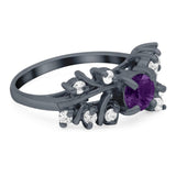 Art Deco Round Natural Stone Floral Ring