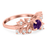 Art Deco Round Natural Stone Floral Ring