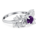 Art Deco Round Natural Stone Floral Ring