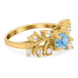 Art Deco Round Natural Stone Floral Ring