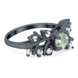 Art Deco Round Natural Stone Floral Ring