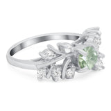 Art Deco Round Natural Stone Floral Ring