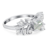 Art Deco Round Natural Stone Floral Ring