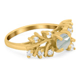 Art Deco Round Natural Stone Floral Ring