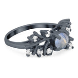 Art Deco Round Natural Stone Floral Ring