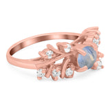 Art Deco Round Natural Stone Floral Ring