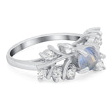 Art Deco Round Natural Stone Floral Ring