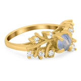 Art Deco Round Natural Stone Floral Ring