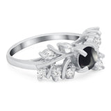 Art Deco Round Natural Stone Floral Ring