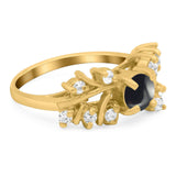 Art Deco Round Natural Stone Floral Ring