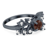 Art Deco Round Natural Stone Floral Ring