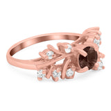 Art Deco Round Natural Stone Floral Ring