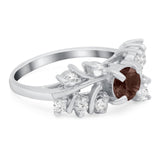 Art Deco Round Natural Stone Floral Ring