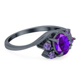 Art Deco Oval Natural Stone Swirl Ring