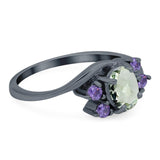 Art Deco Oval Natural Stone Swirl Ring