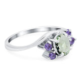 Art Deco Oval Natural Stone Swirl Ring