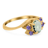 Art Deco Oval Natural Stone Swirl Ring