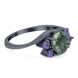 Art Deco Oval Natural Stone Swirl Ring