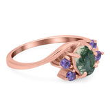 Art Deco Oval Natural Stone Swirl Ring