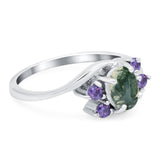 Art Deco Oval Natural Stone Swirl Ring