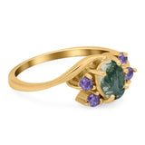 Art Deco Oval Natural Stone Swirl Ring