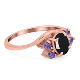 Art Deco Oval Natural Stone Swirl Ring