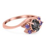 Art Deco Oval Natural Stone Swirl Ring