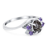 Art Deco Oval Natural Stone Swirl Ring